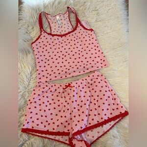 wild fable Pink & Red Heart-Print Tank and Short Sleep Set
